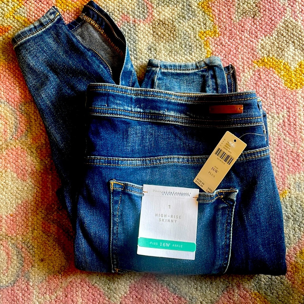 Pilcro Plus Size High Rise Skinny Jeans with Zipper Legs